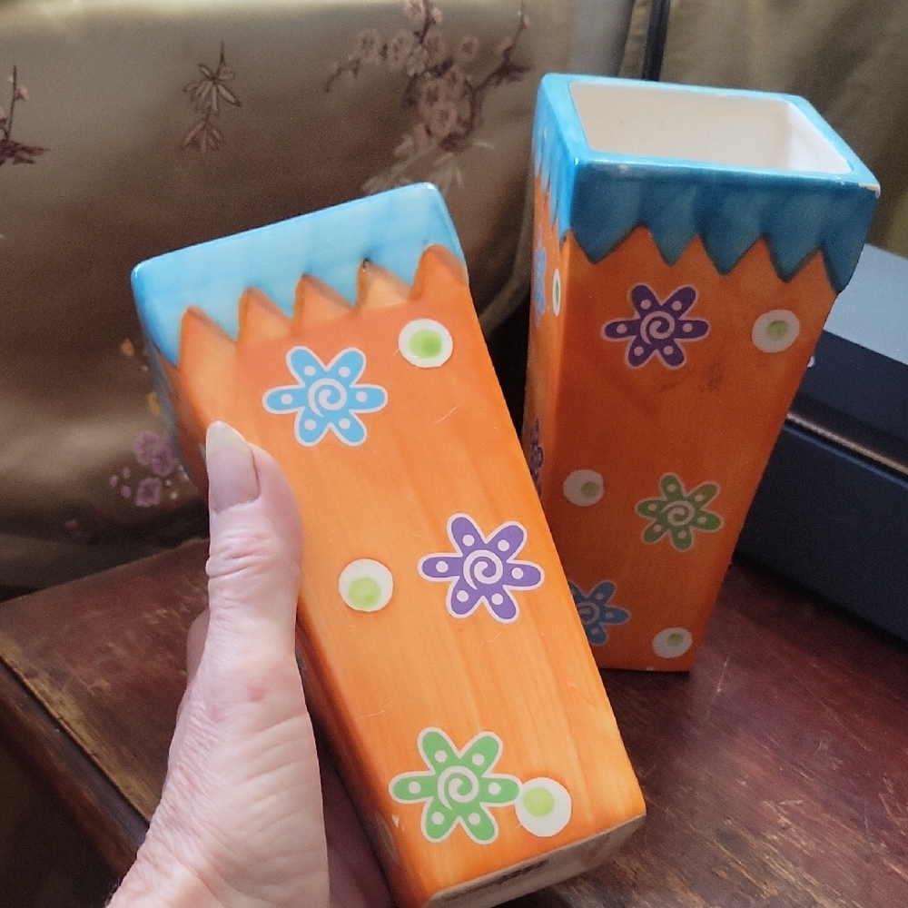 Colorful Floral Ceramic Vases